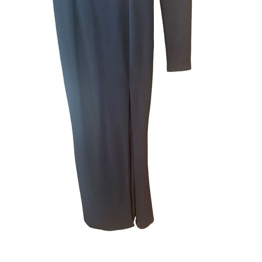 Lulus Infinitely Elegant Black Long Sleeve Maxi High slit Dress Gown size small - Picture 9 of 13